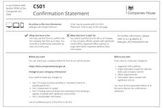 file cs01 confirmation statement for UK company