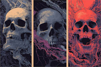 create dark art, horror or skull artworks illustration