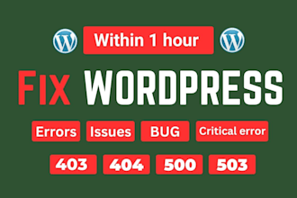 fix 403, 404, 500, 503 errors in wordpress website, critical error, fatal error