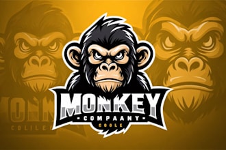 design a unique monkey mascot logo with t shirt design