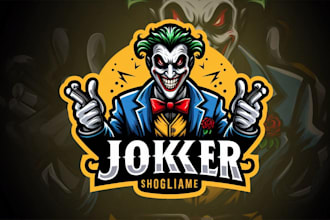 design a unique joker mascot logo with t shirt design