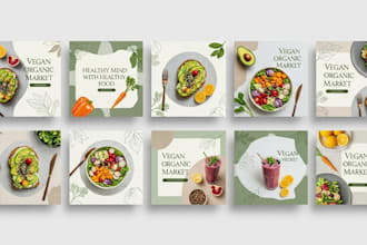 design professional fashion and food social media post templates