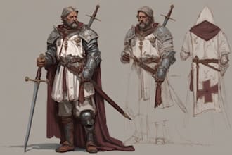 draw dnd character design and illustration