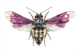paint watercolor scientific illustrations of insect animal