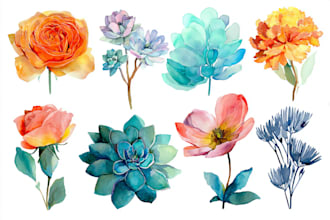 paint watercolor flowers and botanical illustrations