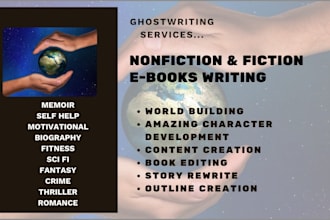 ghostwrite or rewrite nonfiction book, fiction or fantasy story