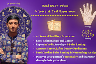 answer your questions using palmistry, astrology, and numerology