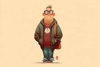 draw a cartoon character in a funny sketch