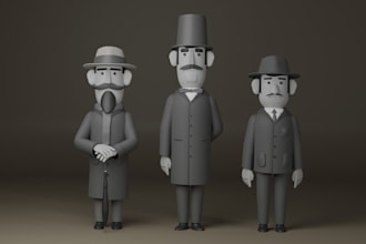3d low poly character models for your works