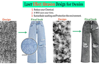 do wash abrasion effect laser design on denim