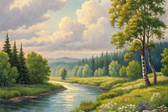 paint realistic landscape watercolor painting illustration