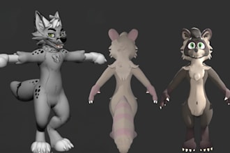do 3d furry vrchat avatar vr character fursona nsfw model anime avatar PC quest