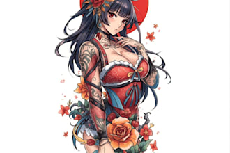 custom anime tattoo sleeve drawing sketch by renowned tattoo artist