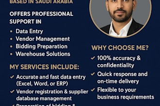 do something I am really good in data entry bidding preparing vendor management