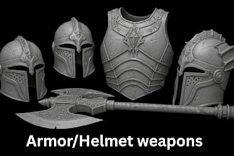 create custom 3d armor and sword for cosplay anime