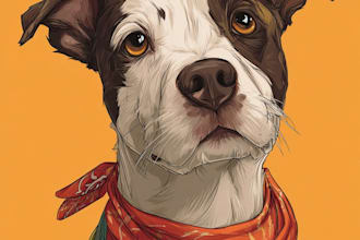 draw  pets portrait illustration in  style