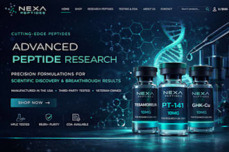 peptide supplier website science brand store design