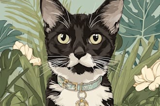 draw a custom  pet portrait illustration