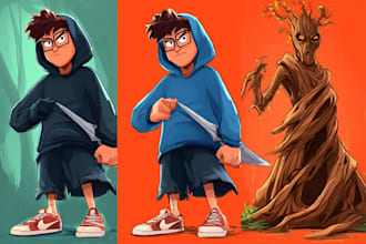 create cartoon thumbnails, channel art, and social media ads