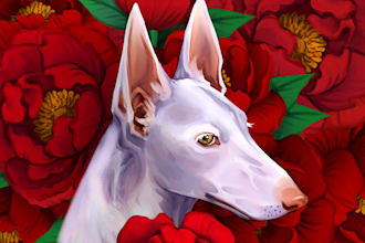 draw artistic pet portrait in digital art style illustration