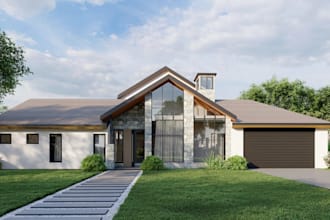 buildup 3d modern farmhouse,d5ranch building,gable roof,sweet home,luxury living