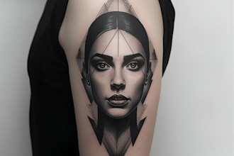 custom a geometric realism in black and grey tattoo design