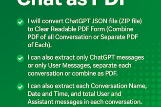 convert your chatgpt export data or conversation history or chat to pdf
