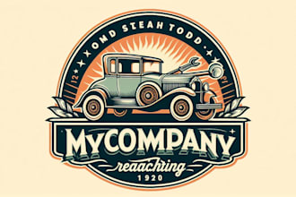 design premium vintage car reaching vintage logo t shirt design