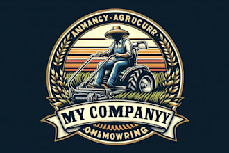 design premium vintage agriculture mowing logo t shirt design