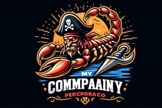 design premium pirate scorpion mascot logo t shirt design