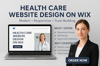 design professional health care website on wix for medical, clinic, dental care