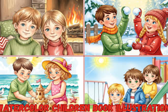 erstelle aquarell kinderbuchillustration im sanften aquarellstil