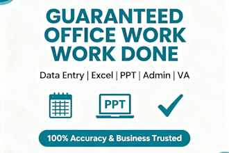 manage your complete office workload data excel admin PPT and more