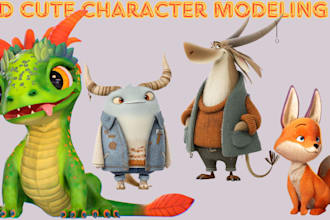 design cute 3d character modeling, cartoon animal, mascot, toy in blender