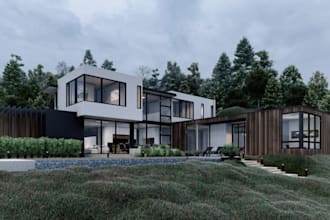 remodel private villa,mountain house,landscape design, exterior facade rendering