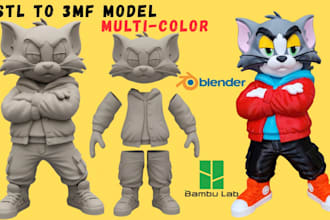 convert stl to 3mf, color 3d model on bambu studio for multicolor ams printing