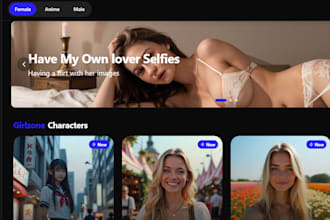 develop saas ai powered nsfw website, ai girlfriend web, ai character chat web
