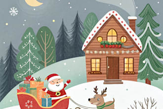 create christmas themed illustration for you