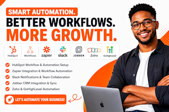 hubspot gohighlevel workflow automation zapier slack jobber zoho crm integration