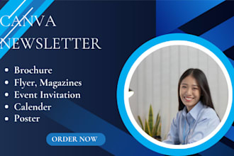 design canva newsletter, canva brochure, flyer, poster design