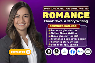write dark love romance novel, erotic romance story, fanfiction ebook writing