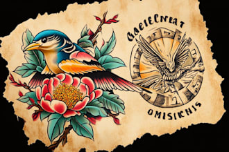 make old school tattoo in traditional tattoo style