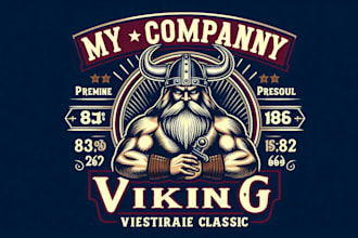 design  premium vintage classic viking mascot logo t shirt design