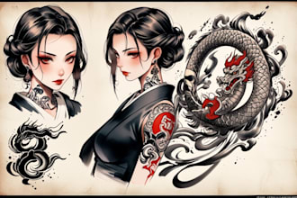 draw amazing japanese oriental tattoo