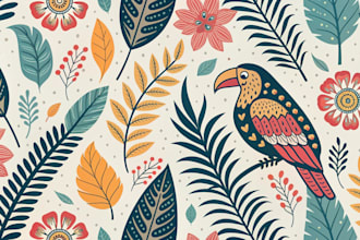 draw unique seamless pattern for textile fabric prints