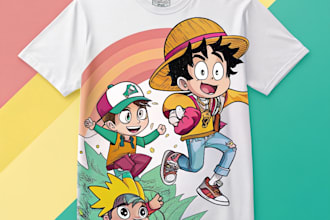 draw anime cartoon t shirt design graphic streetwear