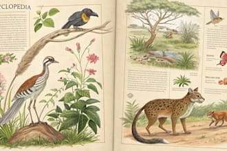 draw animals, plants or encyclopedia book illustrations