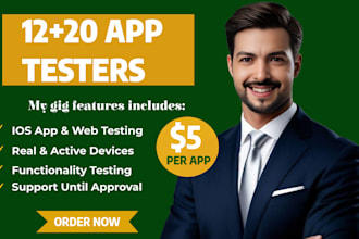 provide closed testing 12 testers 20 testers mobile app testing 12 testers