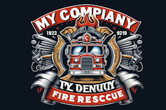 design premium vintage fire rescue logo t shirt design