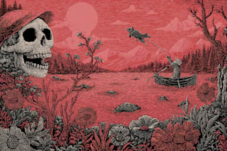 create artistic linocut illustration with fast delivery